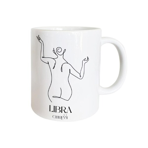Culturesse She Is Libra Zodiac Ceramic Muse Mug Coffee/Tea Drink Cup White/Black