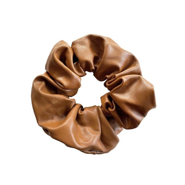 Culturesse Aveline Large 13cm Leather Scrunchie Hair Tie Accessory Turmeric