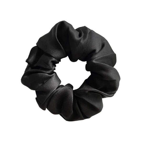 Culturesse Laurie 10cm Mulberry Silk Scrunchie Hair Tie Women's Accessory Black