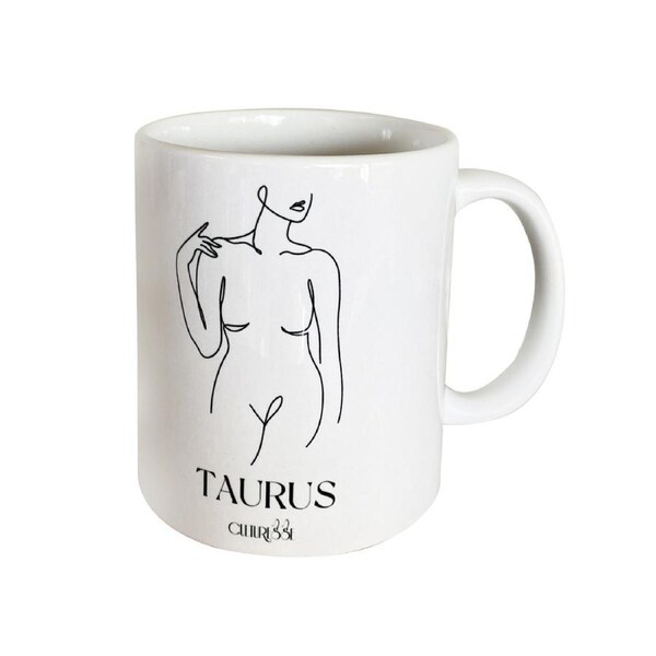 Culturesse She Is Taurus Zodiac Ceramic Muse Mug Coffee Drink Cup White/Black