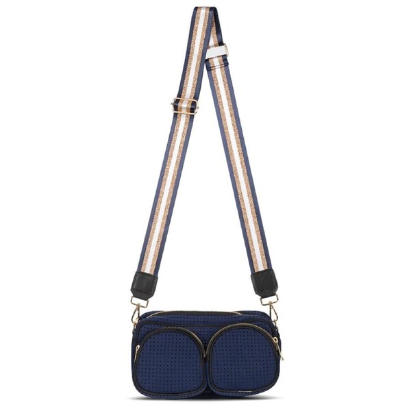 Punch Neoprene Double Pocket Travel Bag/Purse/Handbag w/Crossbody Strap Navy