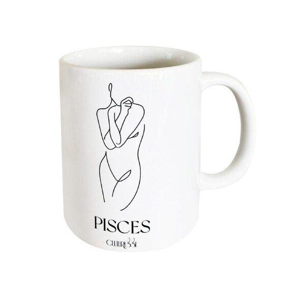 Culturesse She Is Pisces Zodiac Ceramic Muse Mug Coffee Drink Cup White/Black