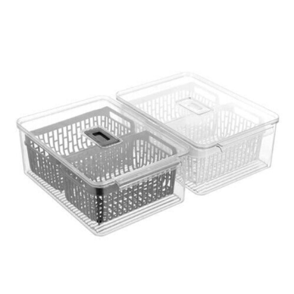 2x Boxsweden Crystal 4L/32.5cm Dual Vegetable Storer w/ Removable Tray Assorted