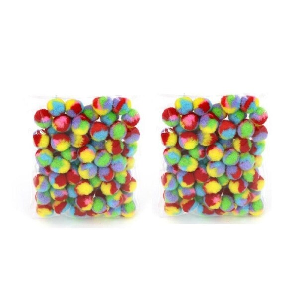 2 pack Multi Colour Pom Poms Marble DIY Toy Craft Decor Ball Hat Ornament 2.0cm