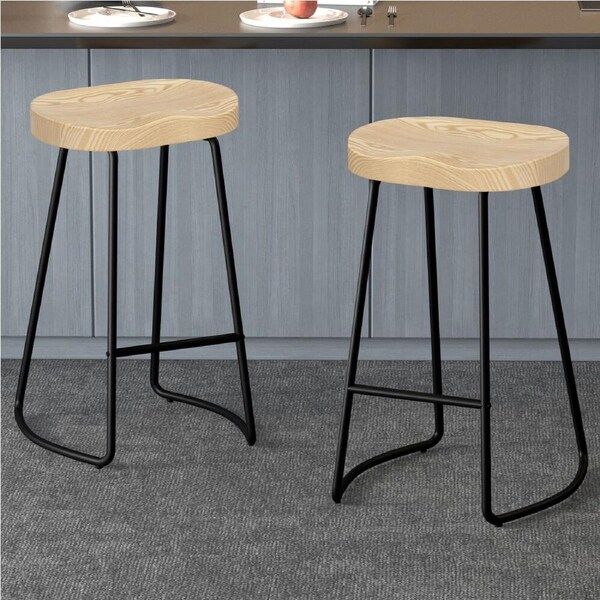 2x ALFORDSON Bar Stools 75cm Tractor Light Wood