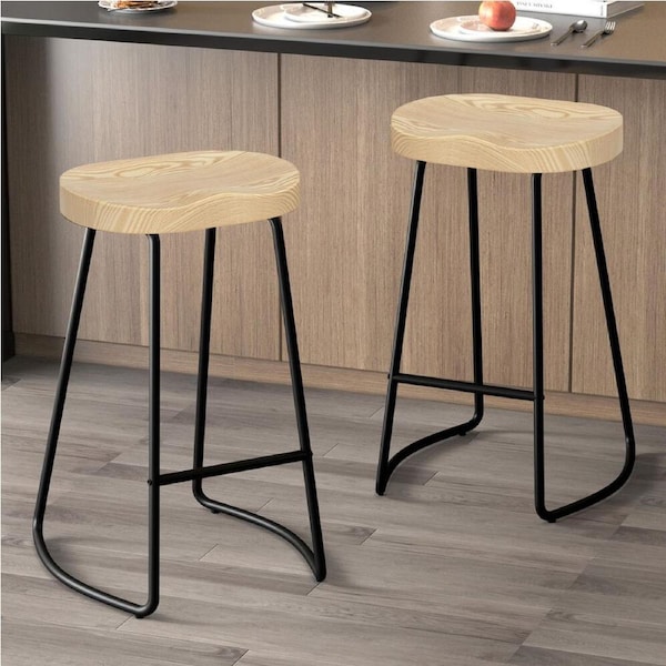 2x ALFORDSON Bar Stools Tractor Vintage 75cm Natural