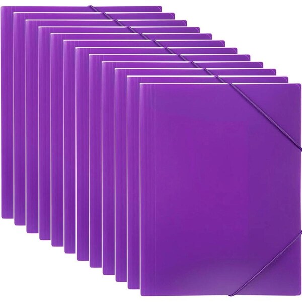Marbig Document File Wallet Folder Elastic Strap A4 Purple 12 Pack
