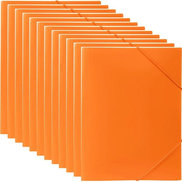 Marbig Document File Wallet Folder Elastic Strap A4 Orange 12 Pack