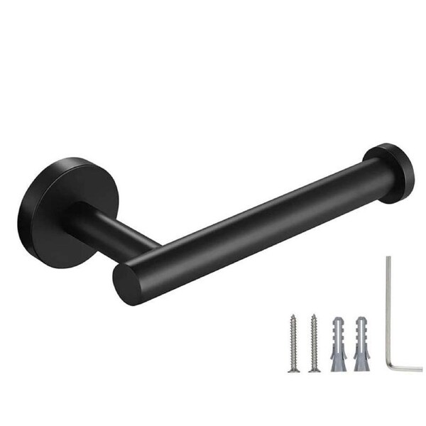 OZNALA Toilet Paper Roll Holder Mounted Stainless Rustproof Hook Bathroom Wall Storage(Black)