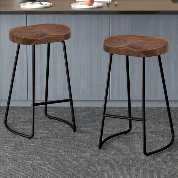 2x ALFORDSON Bar Stools 75cm Tractor Dark Wood