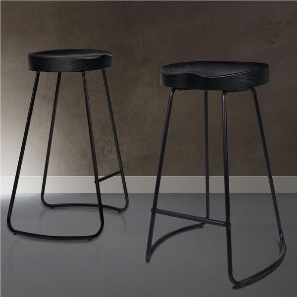 2x ALFORDSON Bar Stools 75cm Tractor Black