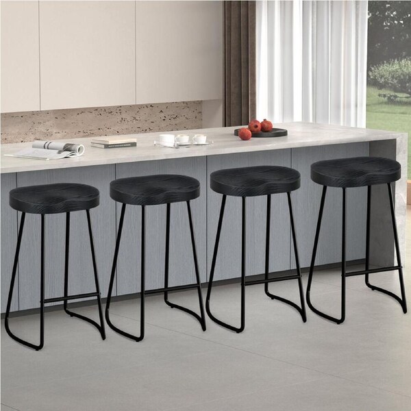 4x ALFORDSON Bar Stools Tractor Vintage 75cm Black