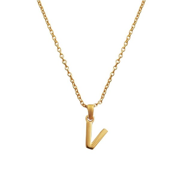 Culturesse 50cm Initial V Pendant 24K Gold Plated Necklace Fashion Jewellery