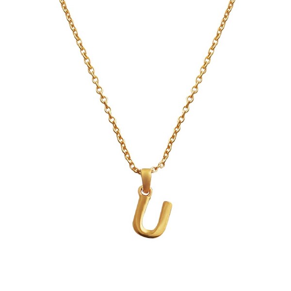Culturesse 50cm Initial U Pendant 24K Gold Plated Necklace Fashion Jewellery