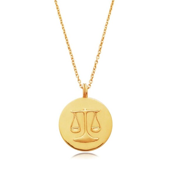 Culturesse She Is Libra Artisan Zodiac Pendant Fashion Necklace 24K Gold Plating