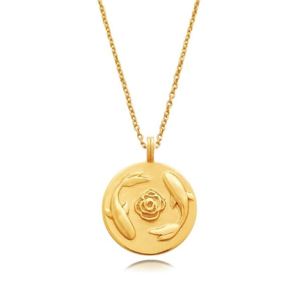 Culturesse She Is Pisces 50cm Artisan Zodiac Pendant Necklace 24K Gold Plating