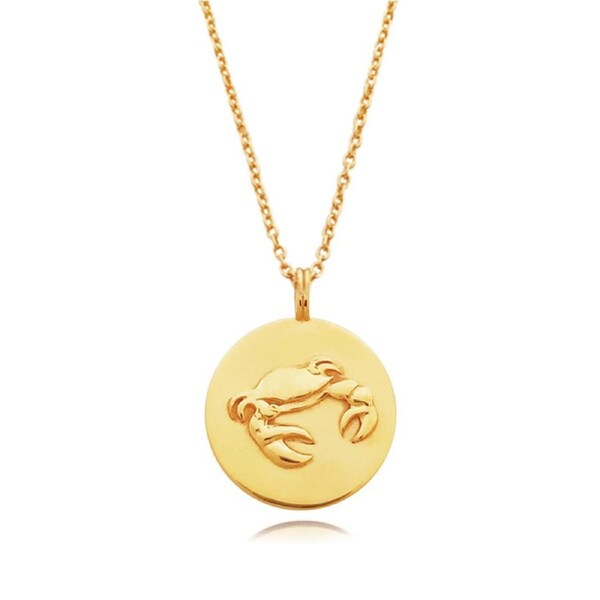 Culturesse She Is Cancer 24K Gold Plated Sterling Silver Zodiac Pendant Necklace