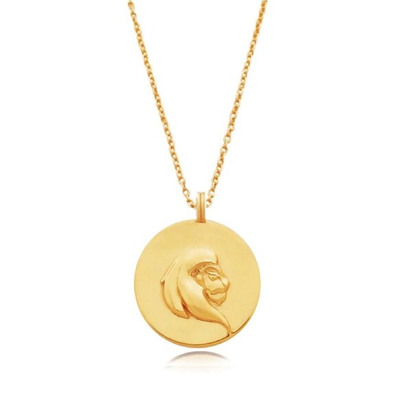 Culturesse She Is Leo Artisan Zodiac Pendant Necklace 24K Gold Plating Sterling