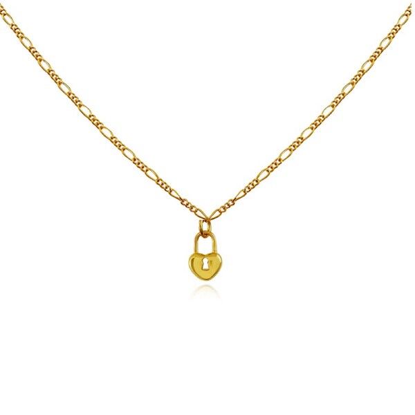 Culturesse Essie 50cm Heart Padlock Pendant Necklace 18K Gold Plate Jewellery