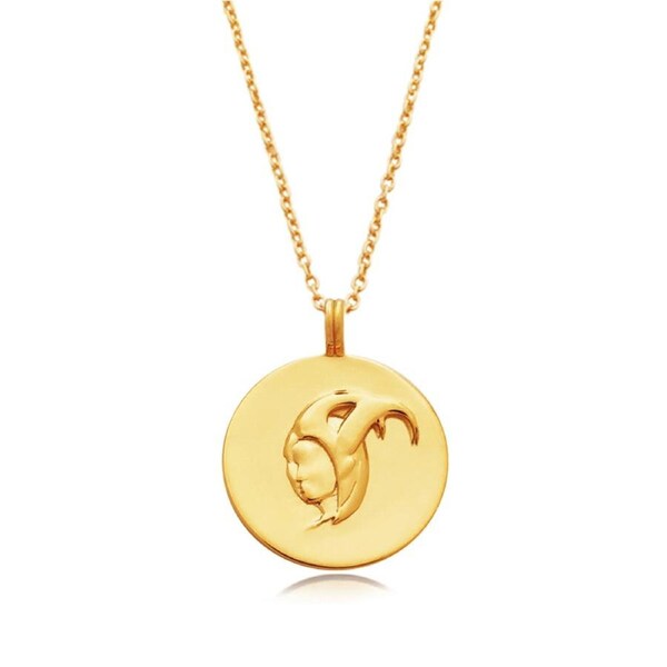 Culturesse She Is Capricorn Zodiac Pendant Necklace 24K Gold Sterling Silver