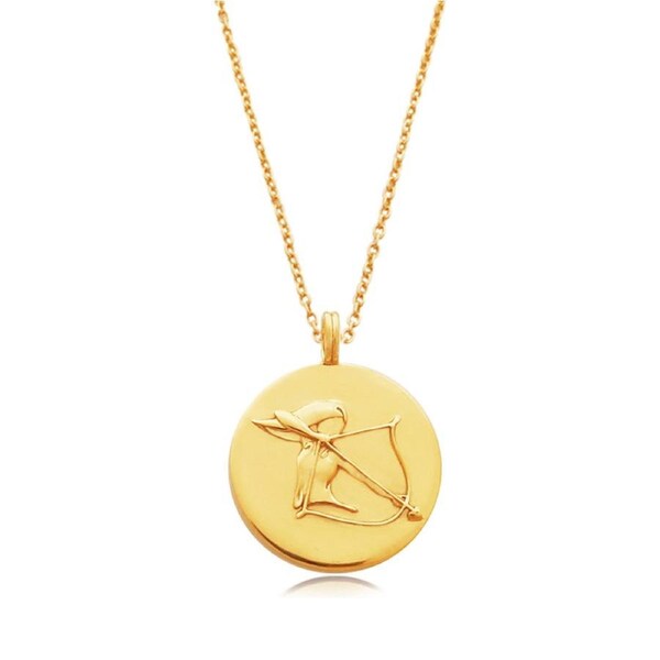 Culturesse She Is Sagittarius Artisan Zodiac Pendant Necklace 24K Gold Plating
