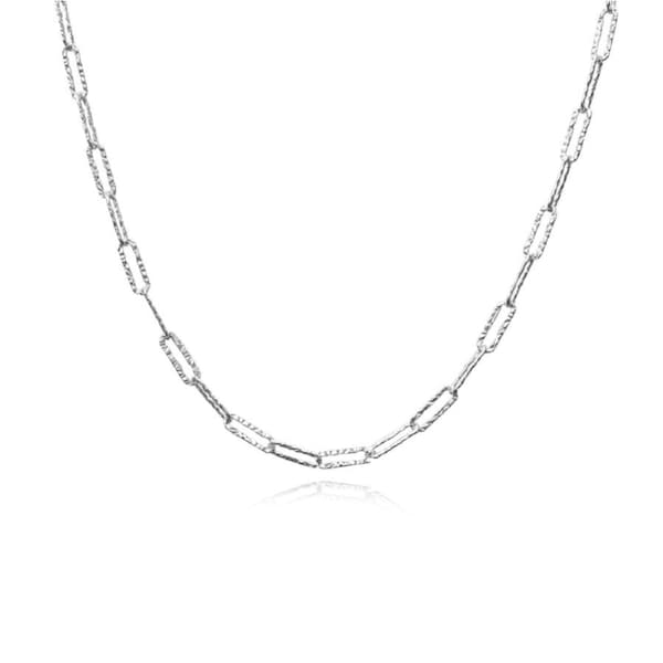 Culturesse Elijah 47cm Link Chain Necklace White Rhodium Plating Sterling Silver