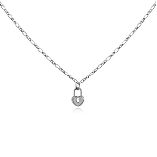 Culturesse Essie Sterling Silver Fine Heart Padlock Pendant Necklace Jewellery