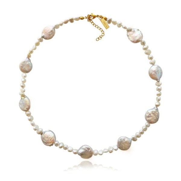 Culturesse Bellamy 48cm Organic Pearl Necklace 18K Gold Plate Fashion Jewellery