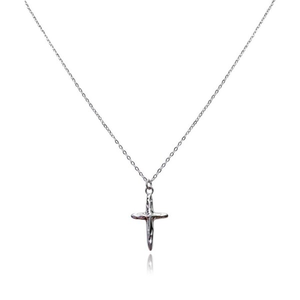 Culturesse Faith Textured Rhodium Plating Sterling Silver Cross Pendant Necklace