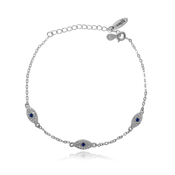 Culturesse Birdie Evil Eye 24.8cm Adjustable Bracelet Sterling Silver Jewellery
