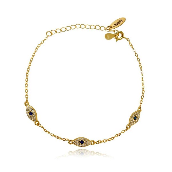Culturesse Birdie Evil Eye 24.8cm Adjustable Bracelet 18K Gold Plating Jewellery