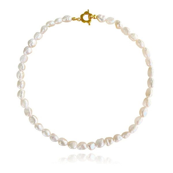 Culturesse Endless Summer Freshwater Pearl Necklace Jewellery 18K Gold Plate
