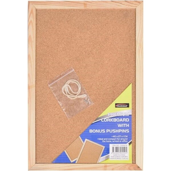 40x27CM Cork board Corkboard Pinboard w Bonus Pushpins Office Message Notice