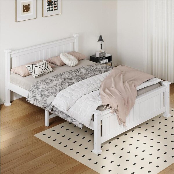 ALFORDSON Bed Frame Queen Size Arne Wooden Base (White)