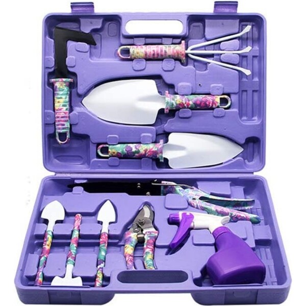 Catzons 10 Pcs Garden Tool Kit Pruner Shears Sprayer Gardening Gifts for Women-Green