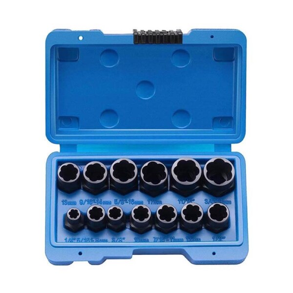 Catzons 13 Pcs Impact Nut and Bolt Extraction Tool Set for 3/8 Inch Drive with Case