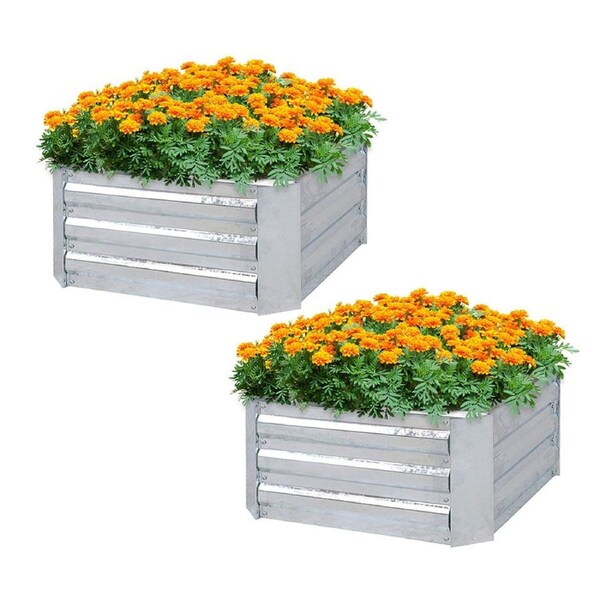 SOGA 2X 60cm Square Galvanised Raised Garden Bed Vegetable Herb Flower Outdoor Planter Box