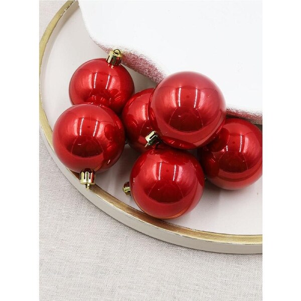 Red Christmas Baubles 70mm Pearl Packs