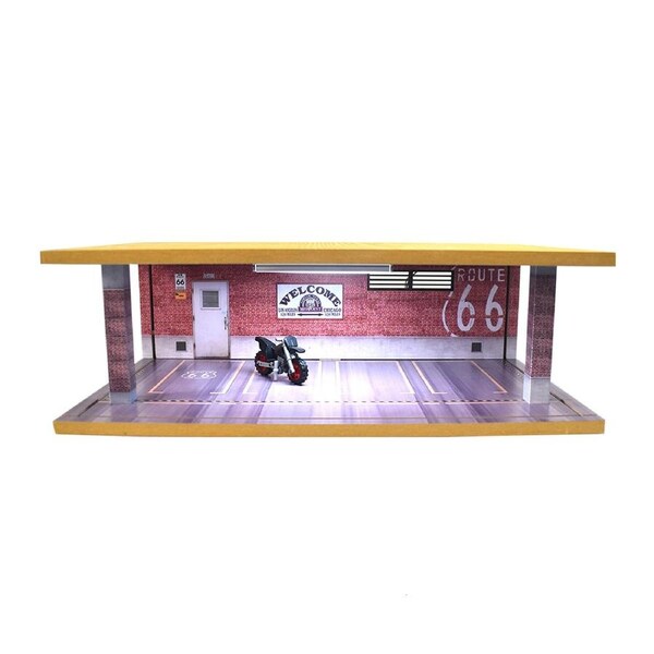 Car Bike Storage Garage 4 Parking Space Model Display Rack With LED Light for 1:32 model