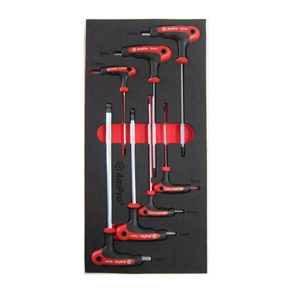 7pc Ampro T Handle Metric Hex Wrench Set For Ampro VA Series Chests TS32908