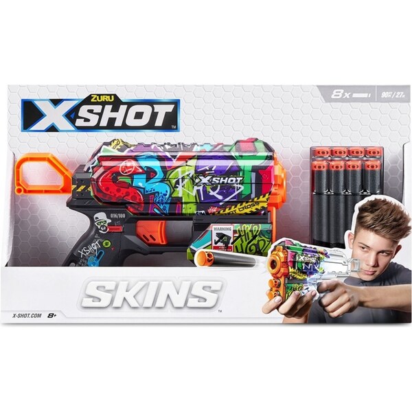 Zuru X-Shot Skins Flux Blaster Gun w/ 8 Darts Kids/Children Toy Assorted 8+