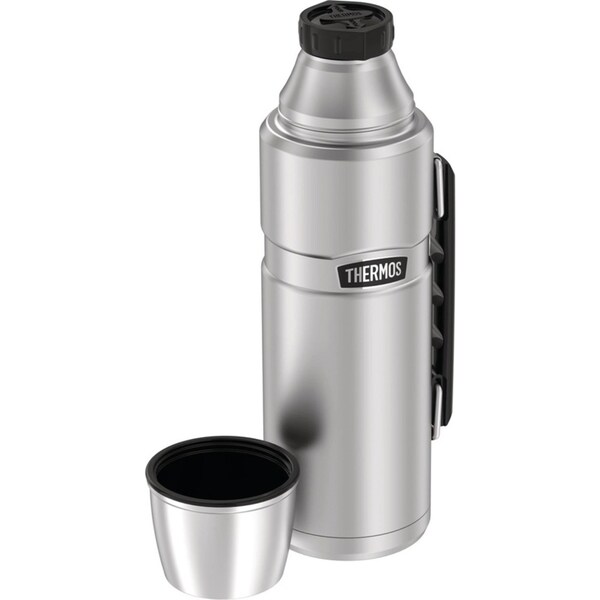 Thermos King 1.2L Vacuum Insulated Double Walled Beverage Hot/Cold Bottle Silver