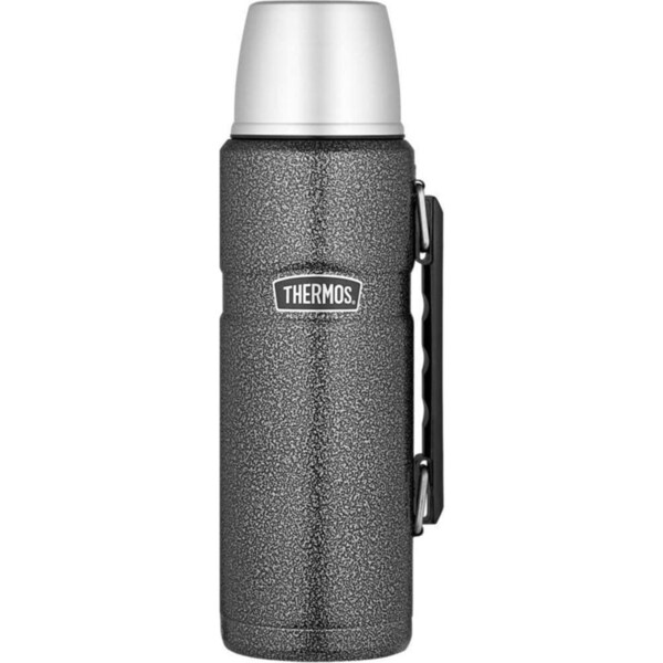 Thermos King 1.2L Vacuum Insulated Beverage Hot/Cold Bottle Hammertone Silver
