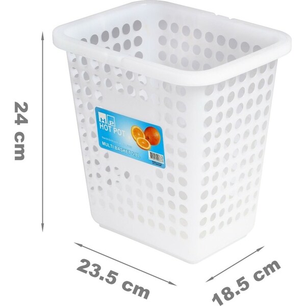 Plastic Basket 5.8L w Handle Storage Laundry Hamper Caddy Container Small