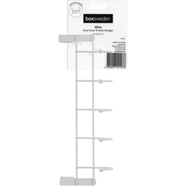 2PK Over The Door Hook Hanger Organizer For Coat Towel Bag Robe 5 Hooks White