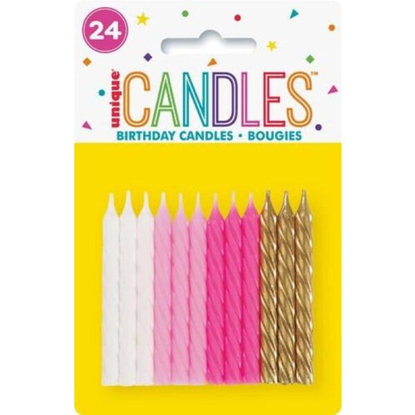 Spiral Birthday Candles - Pink Assorted