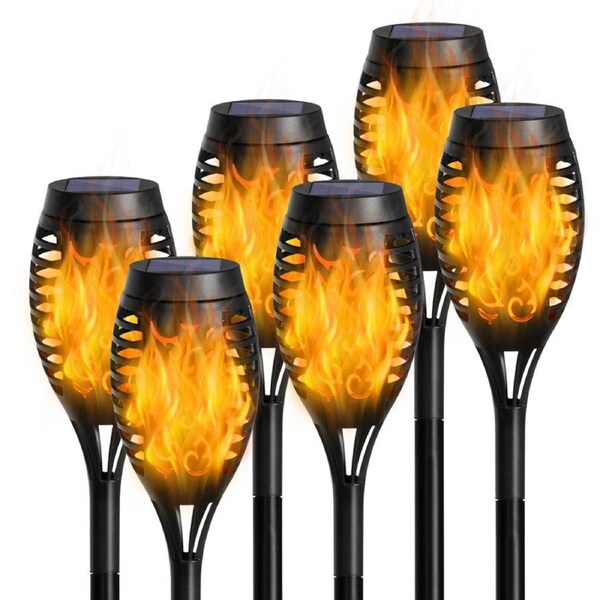 Advwin 6 Pack Solar Torch Light Flickering Flame Lights Solar Garden Lights