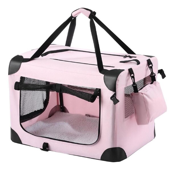 Dog Crate Kennel Soft Cat Travel Carrier Puppy Carry Bag Pet Cage Extra Large Foldable Portable 3XL Pink