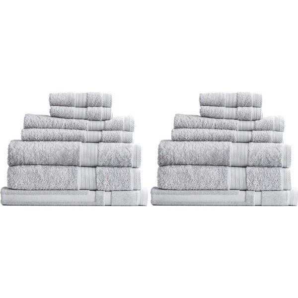 14pc Renee Taylor Stella 650GSM Bamboo Cotton Bath/Hand/Face Towel Set Silver
