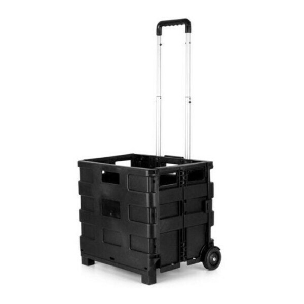 Foldable Shopping Basket Portable Folding with Wheels Grocery Cart Trolley Crate